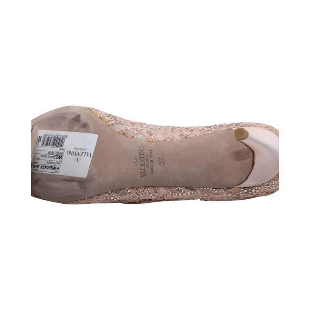Valentino Pointed Lace Pumps in Nude Nylon - Picture 5 of 8